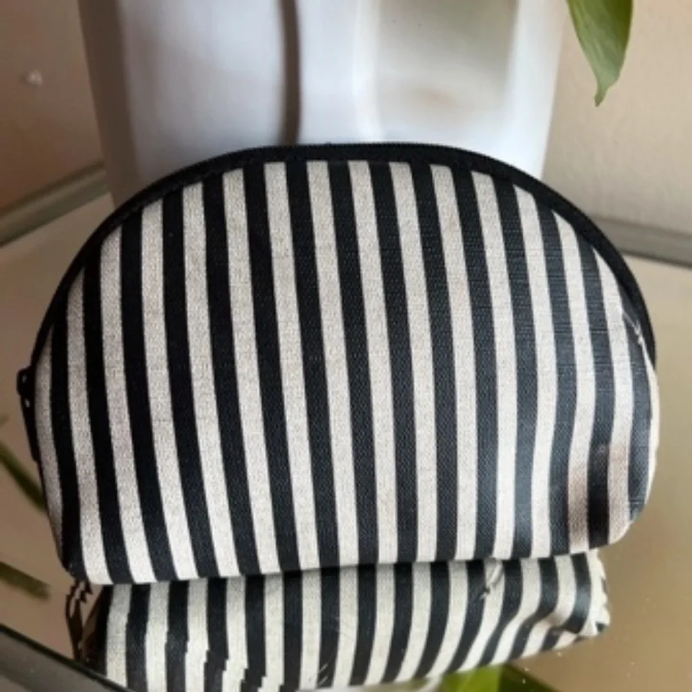 Striped Black and White Women's Cosmetic Pouch